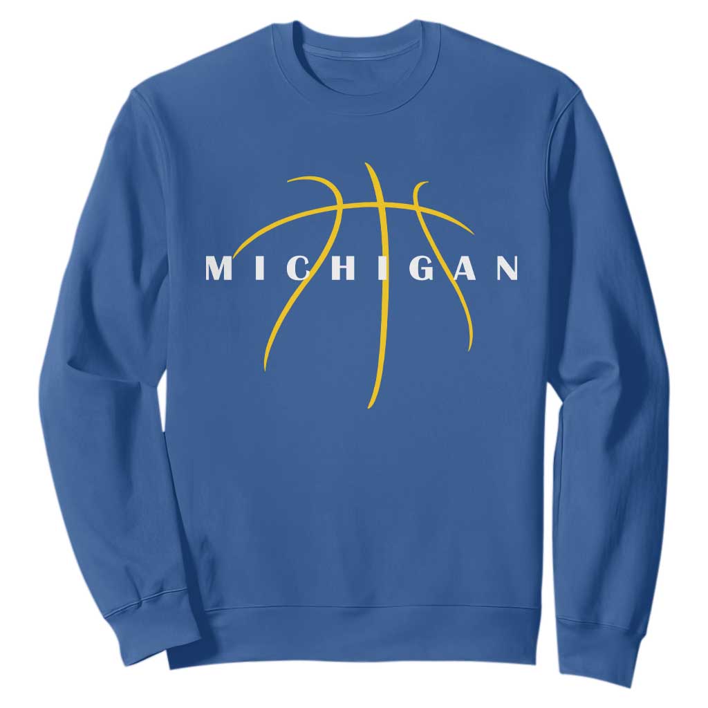 Michigan Fan Basketball Grooves Graphic MI State Sweatshirt TS11 Royal Blue Print Your Wear