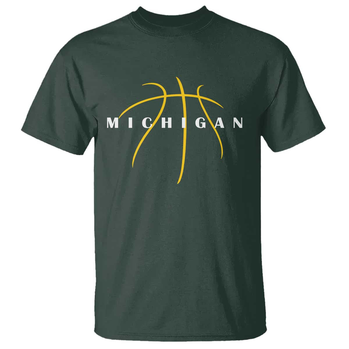 Michigan Fan Basketball Grooves Graphic MI State T Shirt TS11 Dark Forest Green Print Your Wear