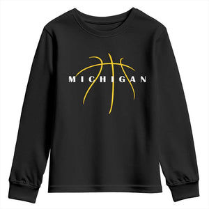 Michigan Fan Basketball Grooves Graphic MI State Youth Sweatshirt TS11 Black Print Your Wear