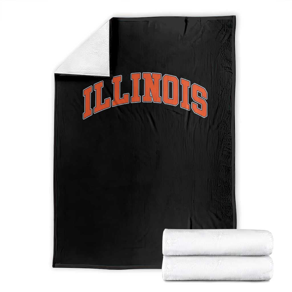 Illinois Sports Fan Throw Blanket Vintage Orange Blue Throwback Text IL State TS11 Black Print Your Wear