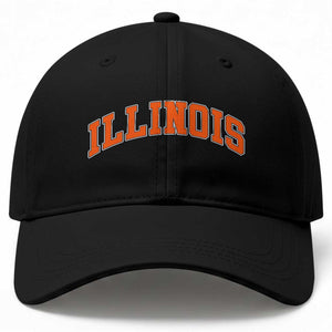 Illinois Sports Fan Baseball Cap Vintage Orange Blue Throwback Text IL State TS11 Print Your Wear