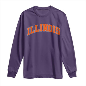 Illinois Sports Fan Long Sleeve Shirt Vintage Orange Blue Throwback Text IL State TS11 Purple Print Your Wear