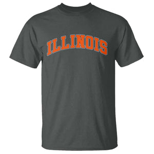 Illinois Sports Fan T Shirt Vintage Orange Blue Throwback Text IL State TS11 Dark Heather Print Your Wear