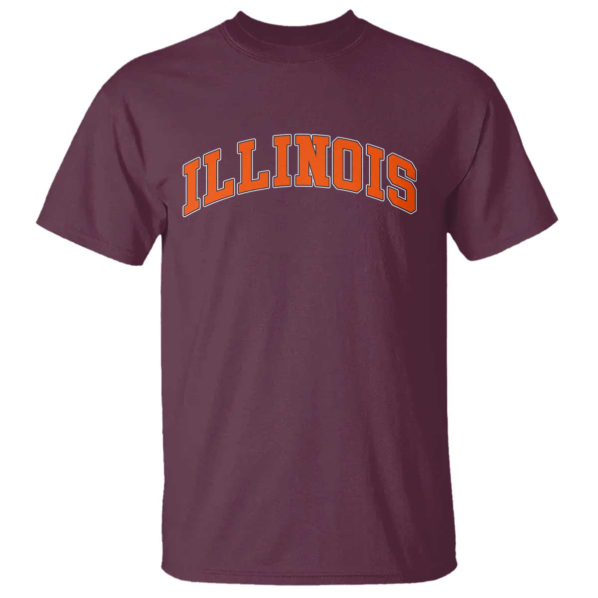 Illinois Sports Fan T Shirt Vintage Orange Blue Throwback Text IL State TS11 Maroon Print Your Wear