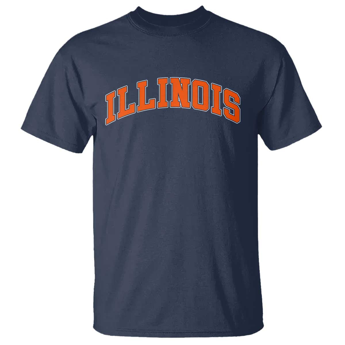 Illinois Sports Fan T Shirt Vintage Orange Blue Throwback Text IL State TS11 Navy Print Your Wear