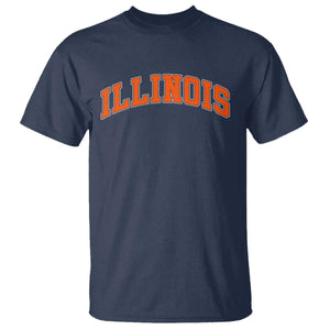 Illinois Sports Fan T Shirt Vintage Orange Blue Throwback Text IL State TS11 Navy Print Your Wear