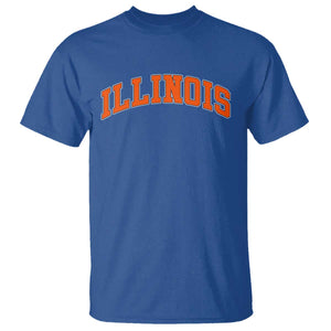 Illinois Sports Fan T Shirt Vintage Orange Blue Throwback Text IL State TS11 Royal Blue Print Your Wear