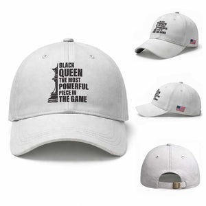 Chess Lover Baseball Cap Black Queen The Most Powerful Piece In The Game Checkmate TS11 Baseball Cap Universal Fit White Print Your Wear