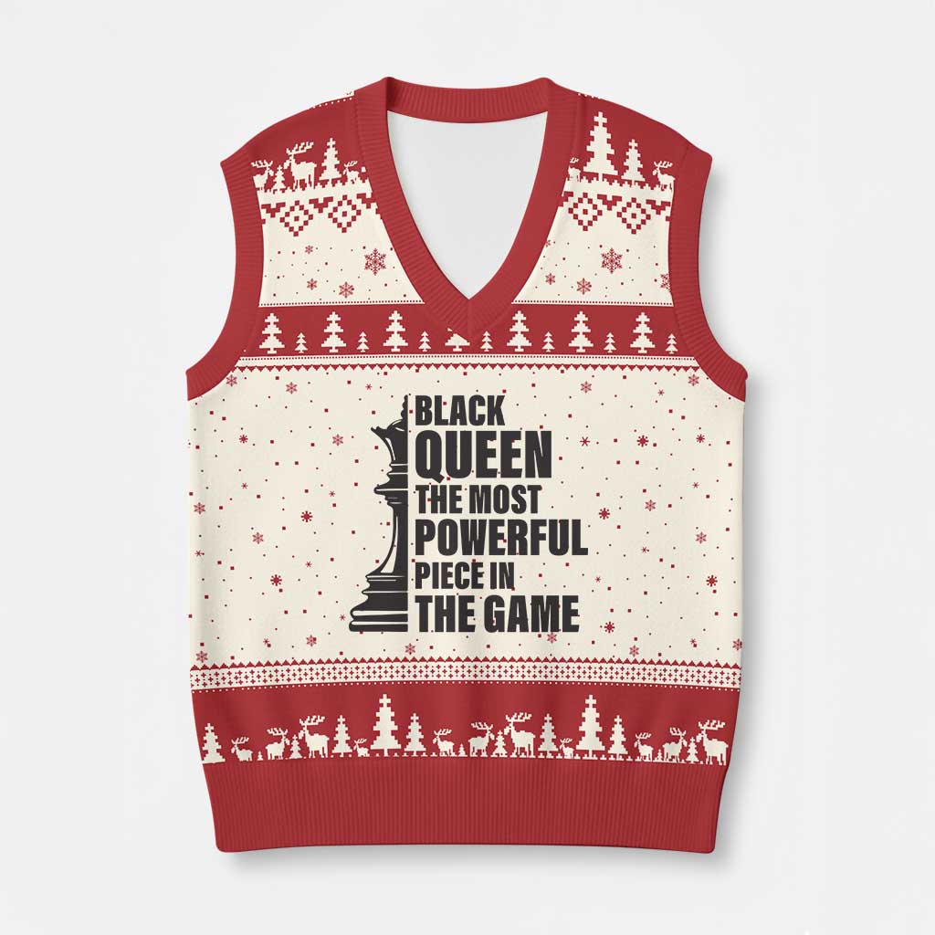Chess Lover V-Neck Knit Sweater Vest Black Queen The Most Powerful Piece In The Game Checkmate TS11 Beige Red Print Your Wear