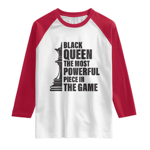 Chess Lover Raglan Shirt Black Queen The Most Powerful Piece In The Game Checkmate TS11 White Red Print Your Wear