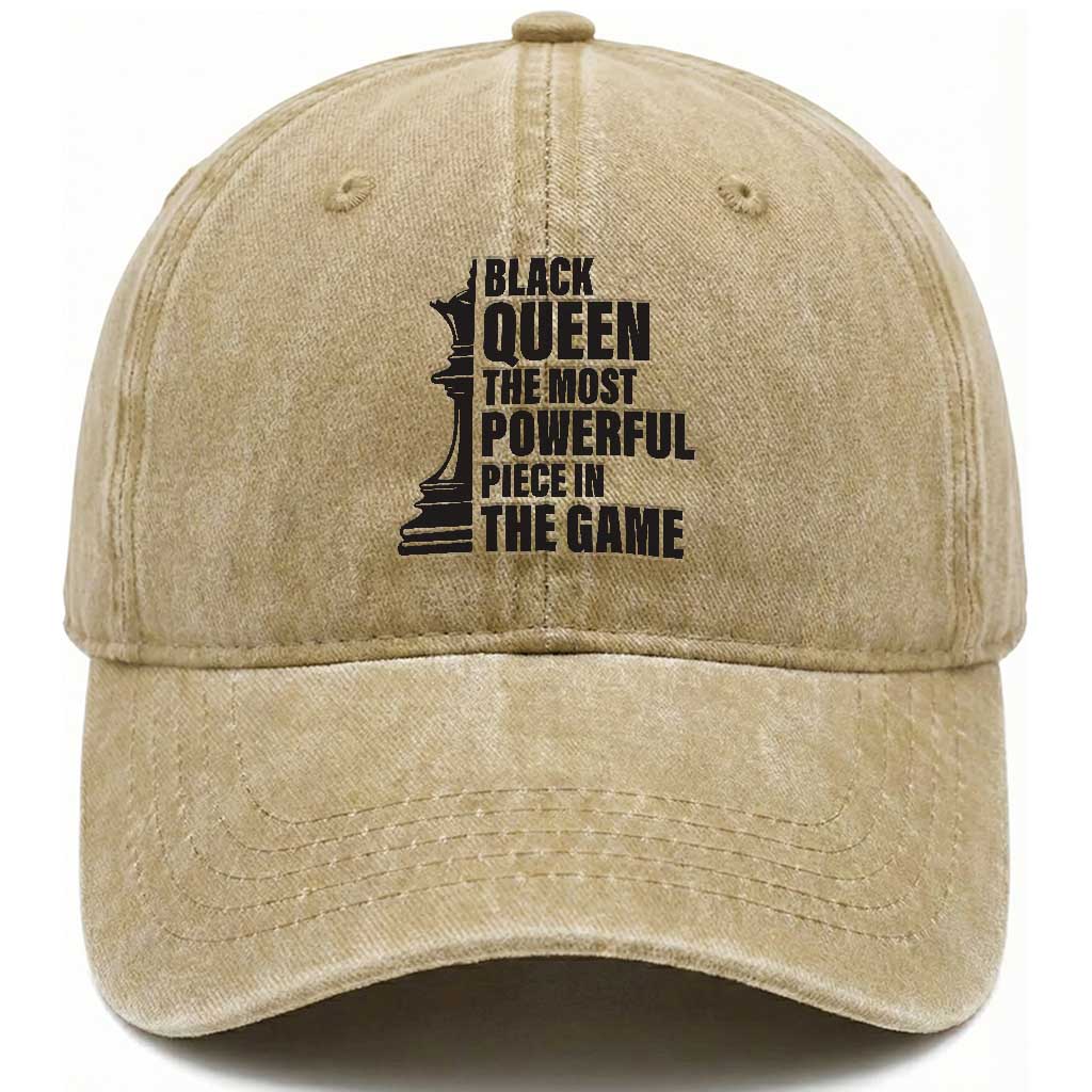Chess Lover Washed Cotton Baseball Cap Black Queen The Most Powerful Piece In The Game Checkmate TS11 Print Your Wear
