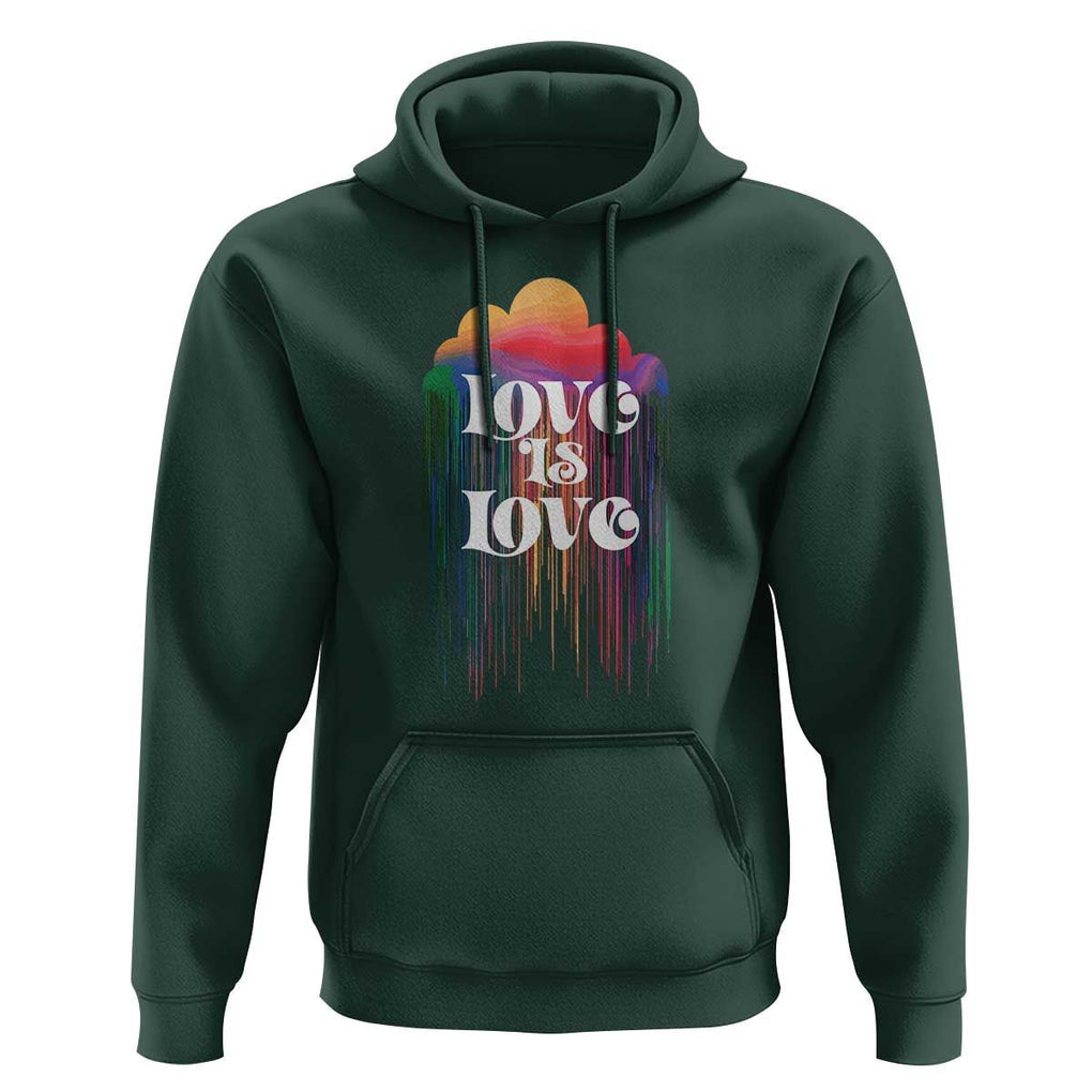LGBTQ Hoodie Love Is Love Pride Rainbow Cloud Rain Flag TS11 Dark Forest Green Print Your Wear