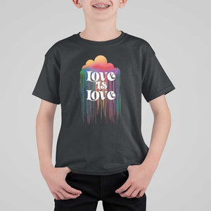 LGBTQ T Shirt For Kid Love Is Love Pride Rainbow Cloud Rain Flag TS11 Black Print Your Wear