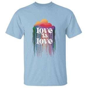 LGBTQ T Shirt Love Is Love Pride Rainbow Cloud Rain Flag TS11 Light Blue Print Your Wear