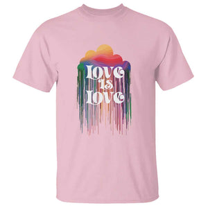 LGBTQ T Shirt Love Is Love Pride Rainbow Cloud Rain Flag TS11 Light Pink Print Your Wear