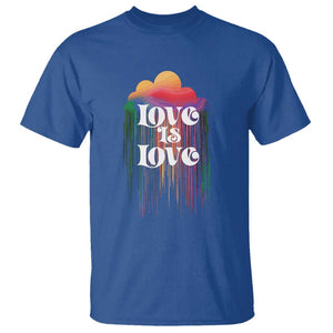 LGBTQ T Shirt Love Is Love Pride Rainbow Cloud Rain Flag TS11 Royal Blue Print Your Wear