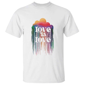 LGBTQ T Shirt Love Is Love Pride Rainbow Cloud Rain Flag TS11 White Print Your Wear