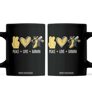 Funny Peace Love Banana Coffee Mug Cute Banana Peace Sign Heart TS11 Black Print Your Wear