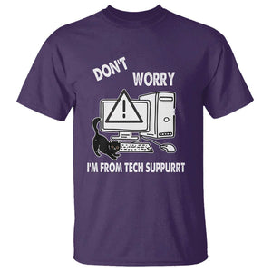 Funny Programming Cat T Shirt Don't Worry I'm From Tech Suppurrt Support Computer TS11 Purple Print Your Wear