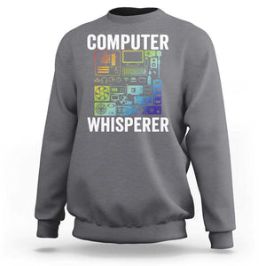 Computer Technician Sweatshirt Computer Whisperer IT Tech Support Devices TS11 Charcoal Print Your Wear