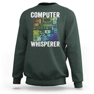 Computer Technician Sweatshirt Computer Whisperer IT Tech Support Devices TS11 Dark Forest Green Print Your Wear