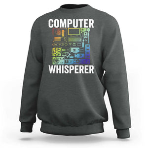 Computer Technician Sweatshirt Computer Whisperer IT Tech Support Devices TS11 Dark Heather Print Your Wear