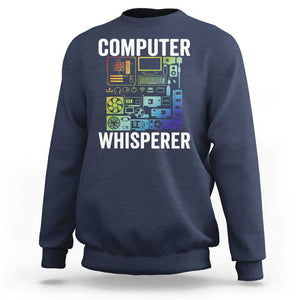 Computer Technician Sweatshirt Computer Whisperer IT Tech Support Devices TS11 Navy Print Your Wear