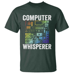 Computer Technician T Shirt Computer Whisperer IT Tech Support Devices TS11 Dark Forest Green Print Your Wear