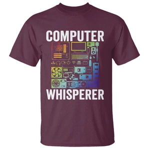 Computer Technician T Shirt Computer Whisperer IT Tech Support Devices TS11 Maroon Print Your Wear