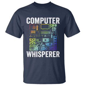 Computer Technician T Shirt Computer Whisperer IT Tech Support Devices TS11 Navy Print Your Wear