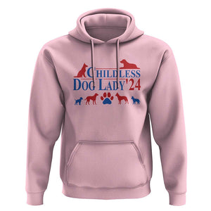 Childless Dog Lady '24 Hoodie Patriotic 2024 Election Vote Paw TS11 Light Pink Print Your Wear