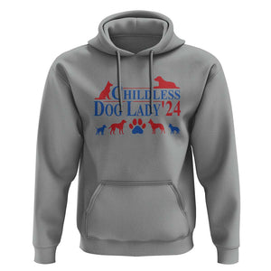 Childless Dog Lady '24 Hoodie Patriotic 2024 Election Vote Paw TS11 Sport Gray Print Your Wear