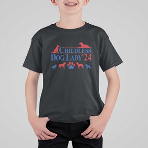 Childless Dog Lady '24 T Shirt For Kid Patriotic 2024 Election Vote Paw TS11 Black Print Your Wear