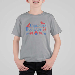 Childless Dog Lady '24 T Shirt For Kid Patriotic 2024 Election Vote Paw TS11 Sport Gray Print Your Wear