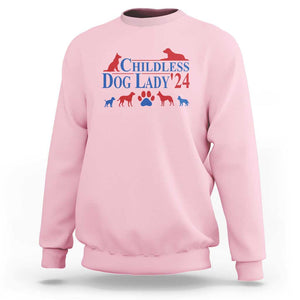 Childless Dog Lady '24 Sweatshirt Patriotic 2024 Election Vote Paw TS11 Light Pink Print Your Wear