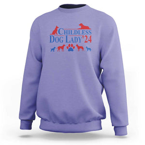 Childless Dog Lady '24 Sweatshirt Patriotic 2024 Election Vote Paw TS11 Violet Print Your Wear