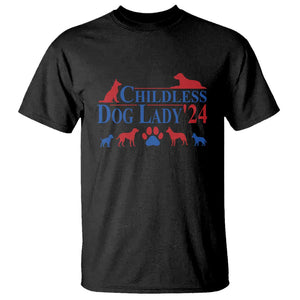 Childless Dog Lady '24 T Shirt Patriotic 2024 Election Vote Paw TS11 Black Print Your Wear