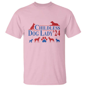 Childless Dog Lady '24 T Shirt Patriotic 2024 Election Vote Paw TS11 Light Pink Print Your Wear