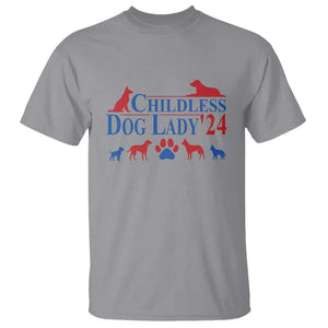 Childless Dog Lady '24 T Shirt Patriotic 2024 Election Vote Paw TS11 Sport Gray Print Your Wear