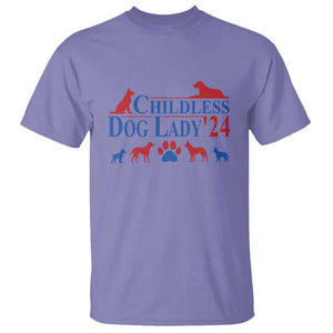 Childless Dog Lady '24 T Shirt Patriotic 2024 Election Vote Paw TS11 Violet Print Your Wear