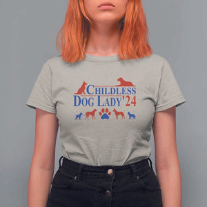 Childless Dog Lady '24 T Shirt For Women Patriotic 2024 Election Vote Paw TS11 Sand Print Your Wear