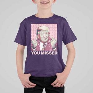 Funny Trump 2024 T Shirt For Kid You Missed Pink Presidential Election TS11 Purple Print Your Wear