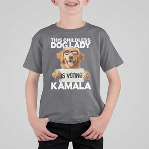 This Childless Dog Lady Is Voting Kamala T Shirt For Kid Election Vote Patriotic 2024 Goldlen Sunglasses TS11 Charcoal Print Your Wear