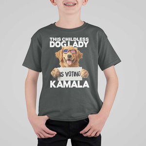 This Childless Dog Lady Is Voting Kamala T Shirt For Kid Election Vote Patriotic 2024 Goldlen Sunglasses TS11 Dark Heather Print Your Wear