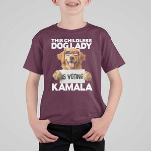 This Childless Dog Lady Is Voting Kamala T Shirt For Kid Election Vote Patriotic 2024 Goldlen Sunglasses TS11 Maroon Print Your Wear