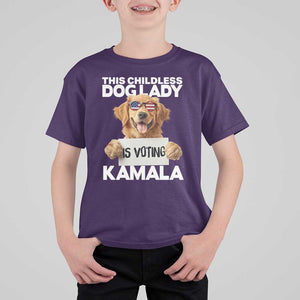 This Childless Dog Lady Is Voting Kamala T Shirt For Kid Election Vote Patriotic 2024 Goldlen Sunglasses TS11 Purple Print Your Wear