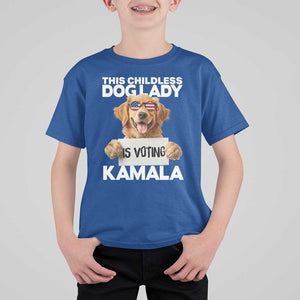 This Childless Dog Lady Is Voting Kamala T Shirt For Kid Election Vote Patriotic 2024 Goldlen Sunglasses TS11 Royal Blue Print Your Wear