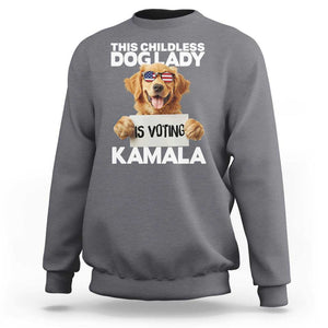 This Childless Dog Lady Is Voting Kamala Sweatshirt Election Vote Patriotic 2024 Goldlen Sunglasses TS11 Charcoal Print Your Wear