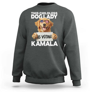 This Childless Dog Lady Is Voting Kamala Sweatshirt Election Vote Patriotic 2024 Goldlen Sunglasses TS11 Dark Heather Print Your Wear