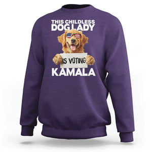 This Childless Dog Lady Is Voting Kamala Sweatshirt Election Vote Patriotic 2024 Goldlen Sunglasses TS11 Purple Print Your Wear